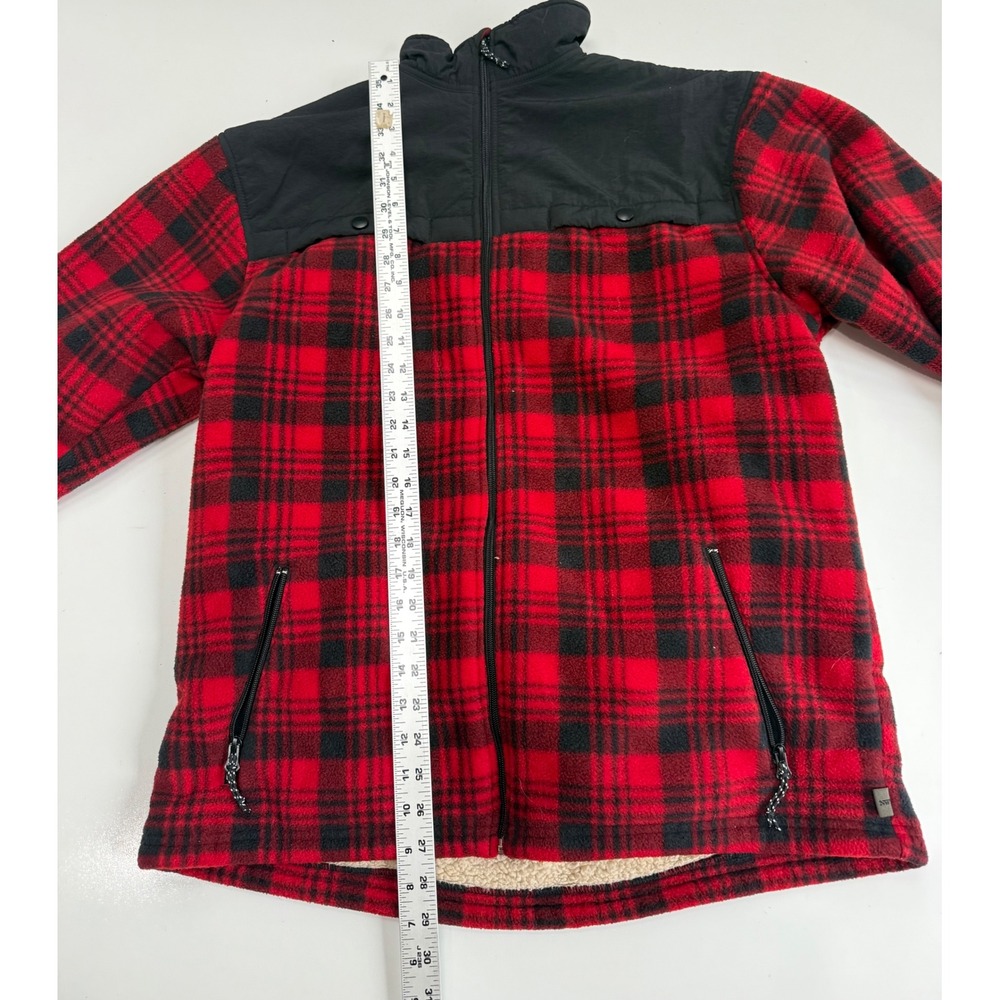 Northwest Territory Mens Red Black Plaid Sherpa Lined Fleece Jacket Size M - Picture 3 of 6